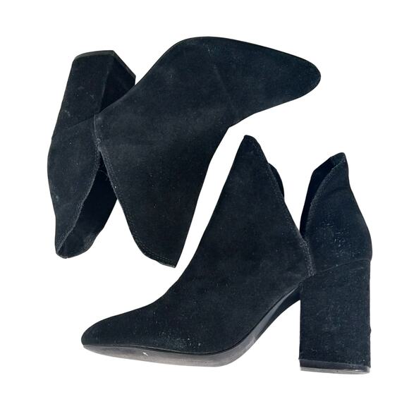 STEVE MADDEN! BLACK GENUINE SUEDE LEATHER, DEEP SIDE CUT CHUNKY BOOTS! SZ 8.5M - Picture 6 of 10